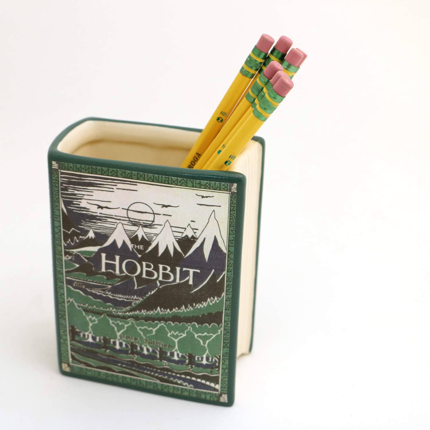 The Hobbit, book shaped pencil holder, decoupaged, vase