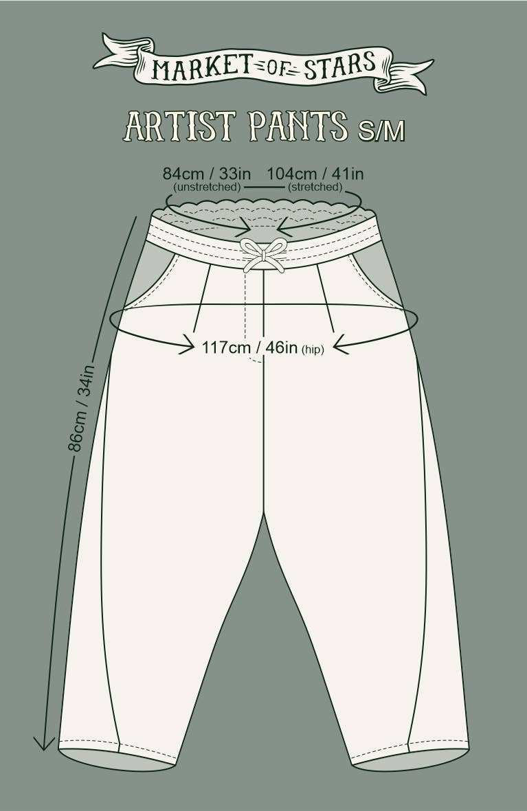 The Mythmaker Linen Crop Artist Pant w/ Boho Landscape Print