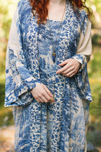 Let The Light In Opera Duster Kimono Robe Blue Delft Toile