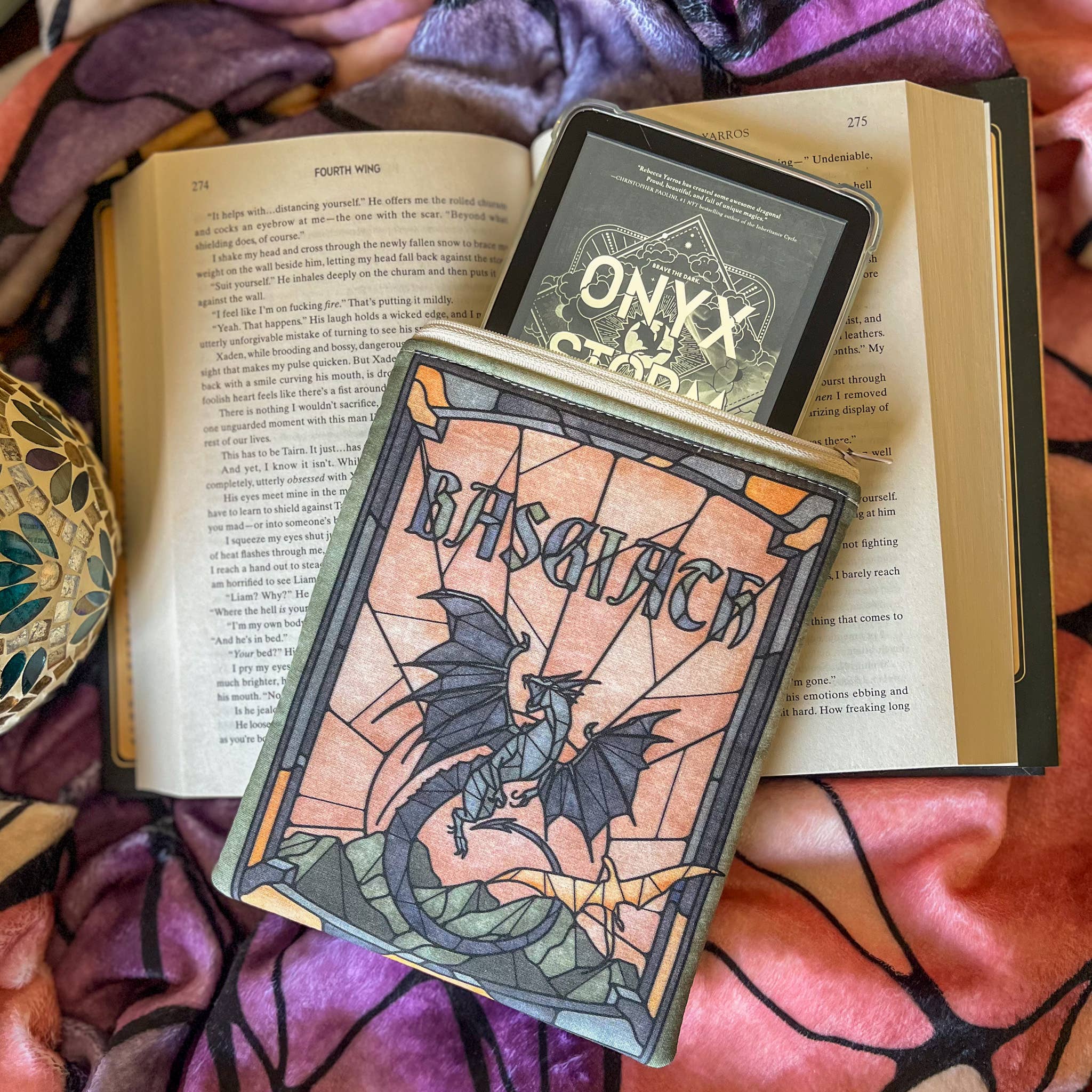 Fourth Wing Padded Kindle Sleeve with Zipper - Bookish Gift