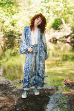 Let The Light In Opera Duster Kimono Robe Blue Delft Toile