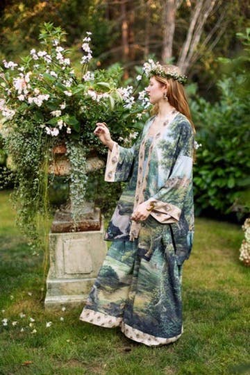 The Mythmaker Bohéme Maxi Slip Dress w/ landscape & unicorn