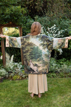 The Mythmaker Matinée Duster Kimono w/ landscape & unicorn