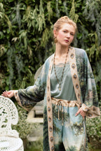 The Mythmaker Linen Crop Artist Pant w/ Boho Landscape Print