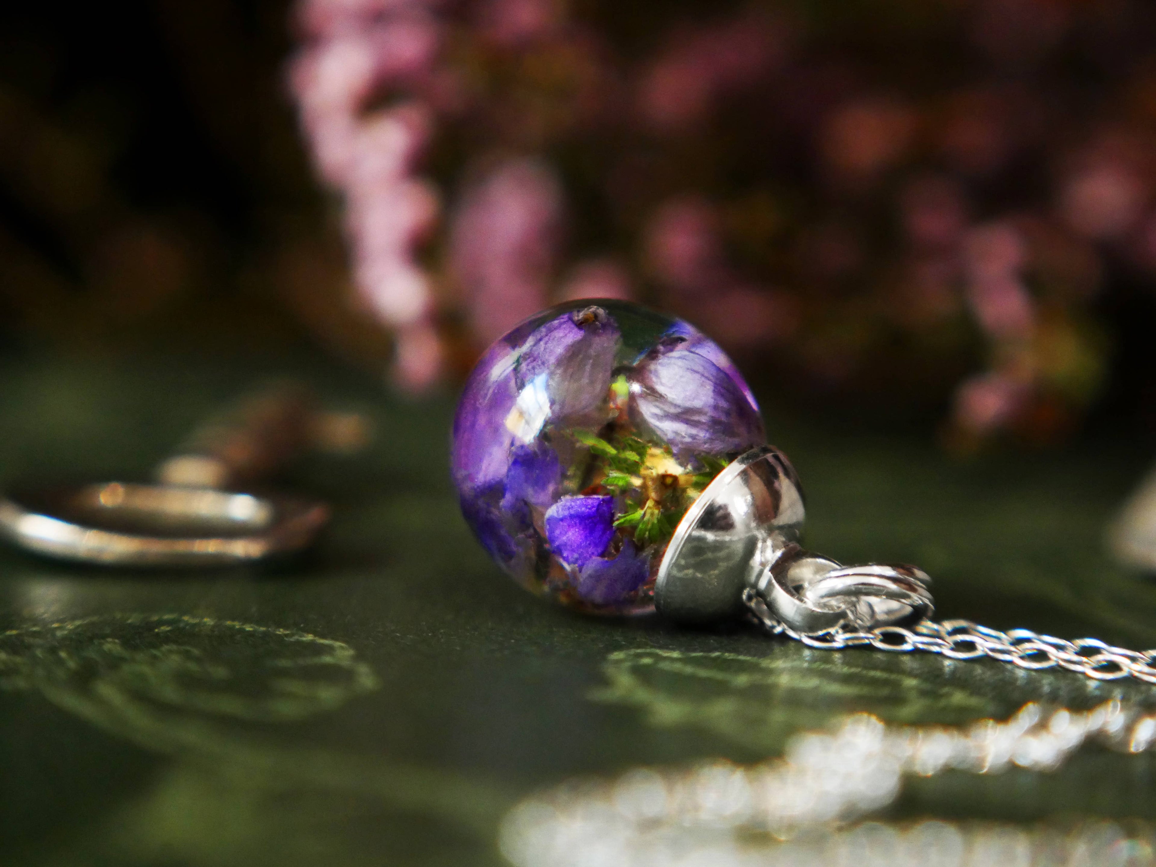 Scottish Highland Heather Necklace In Sterling Silver