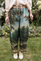 The Mythmaker Linen Crop Artist Pant w/ Boho Landscape Print
