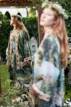 The Mythmaker Matinée Duster Kimono w/ landscape & unicorn