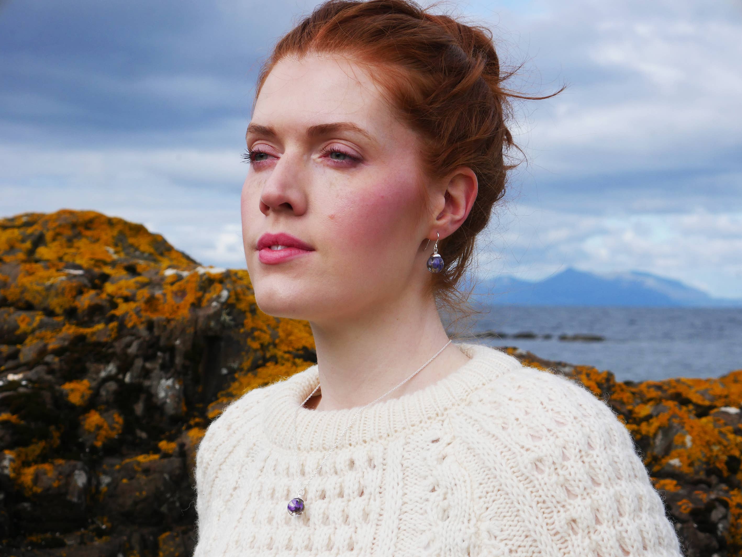 Scottish Highland Heather Necklace In Sterling Silver