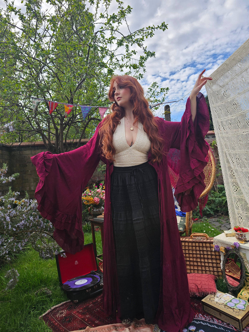 Moonlit Boho Duster with Ruffle Sleeve