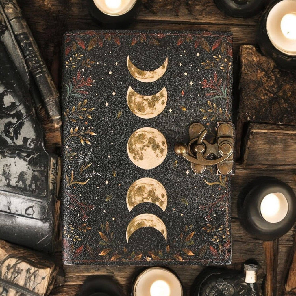 Moon Phase Handmade grimoire vintage journal book of shadows