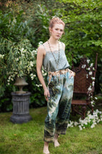 The Mythmaker Linen Crop Artist Pant w/ Boho Landscape Print
