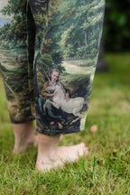 The Mythmaker Linen Crop Artist Pant w/ Boho Landscape Print