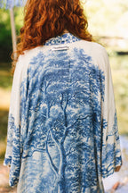 Let The Light In Opera Duster Kimono Robe Blue Delft Toile