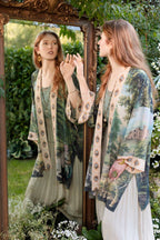 The Mythmaker Matinée Duster Kimono w/ landscape & unicorn