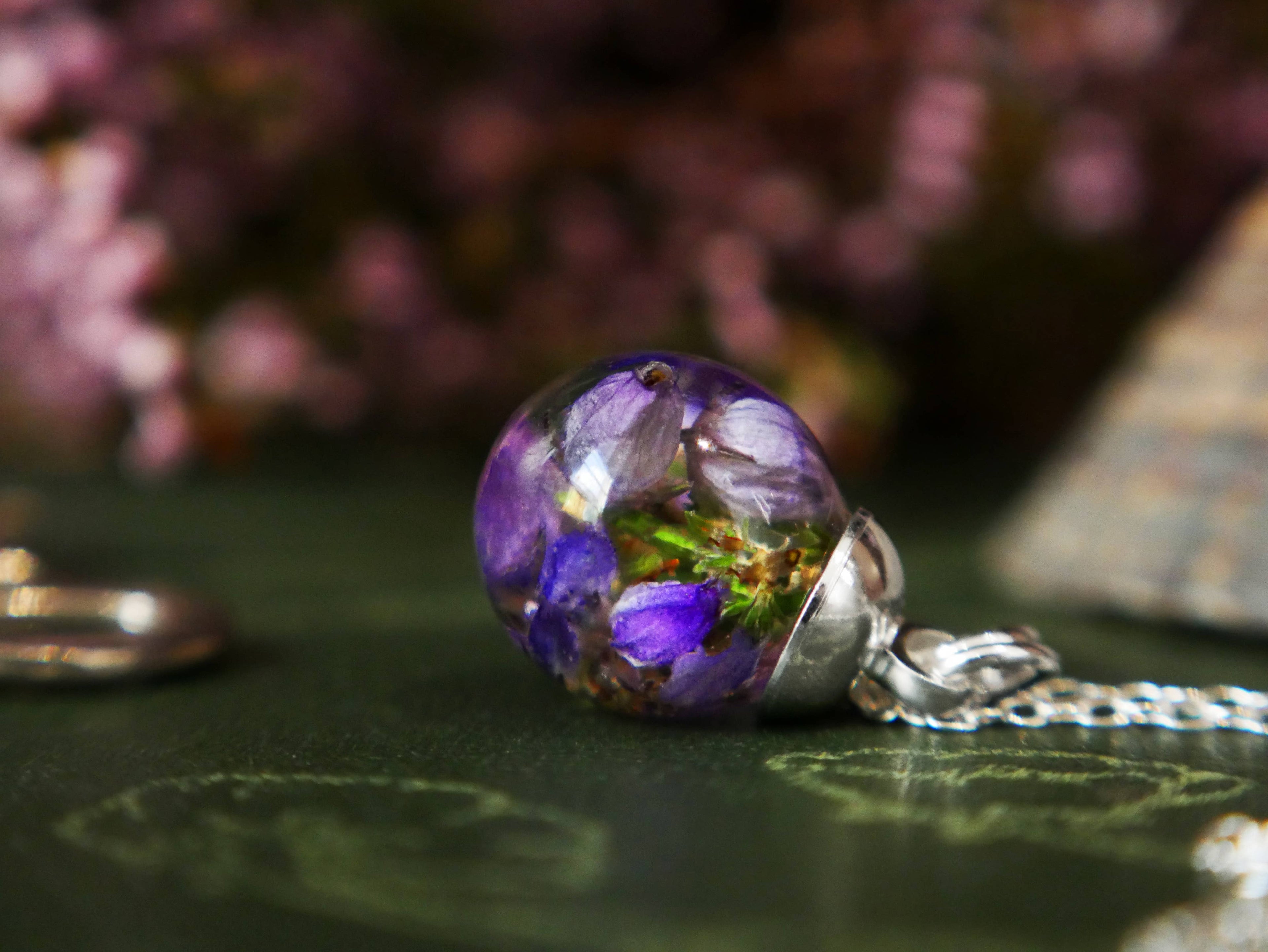 Scottish Highland Heather Necklace In Sterling Silver