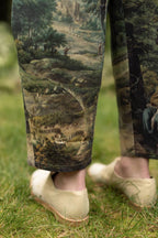 The Mythmaker Linen Crop Artist Pant w/ Boho Landscape Print