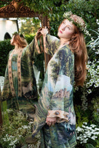 The Mythmaker Matinée Duster Kimono w/ landscape & unicorn