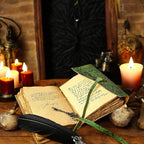 Green Floral journal Leather grimoire Handmade Leather Bound