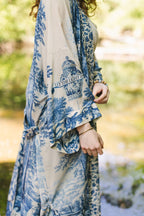 Let The Light In Opera Duster Kimono Robe Blue Delft Toile
