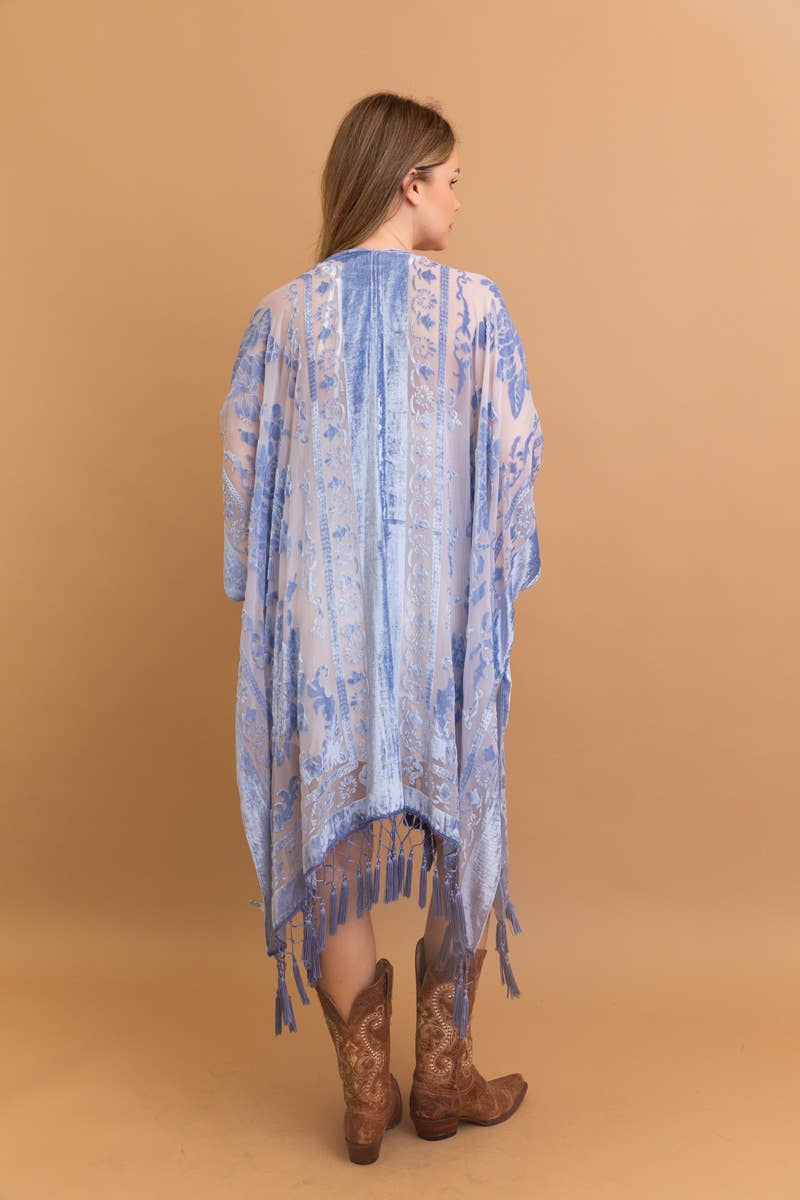 Bestselling Velvet Mesh Tapestry Tassel Kimono 💎