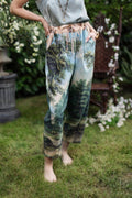 The Mythmaker Linen Crop Artist Pant w/ Boho Landscape Print