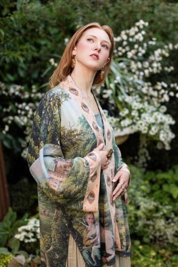 The Mythmaker Matinée Duster Kimono w/ landscape & unicorn