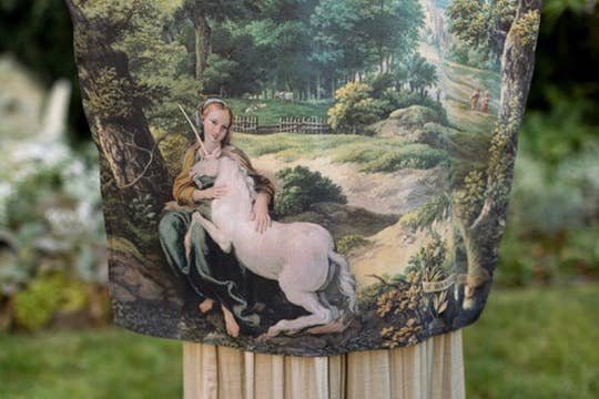 The Mythmaker Matinée Duster Kimono w/ landscape & unicorn