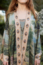 The Mythmaker Matinée Duster Kimono w/ landscape & unicorn