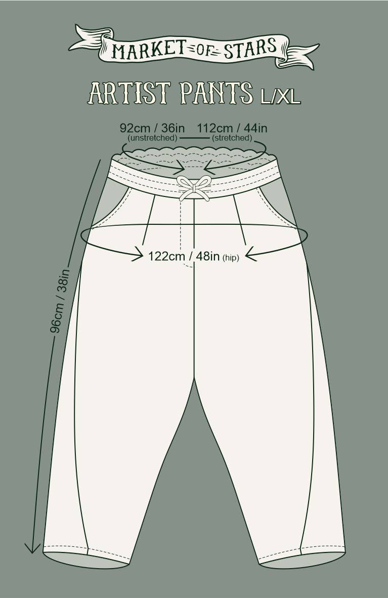 The Mythmaker Linen Crop Artist Pant w/ Boho Landscape Print