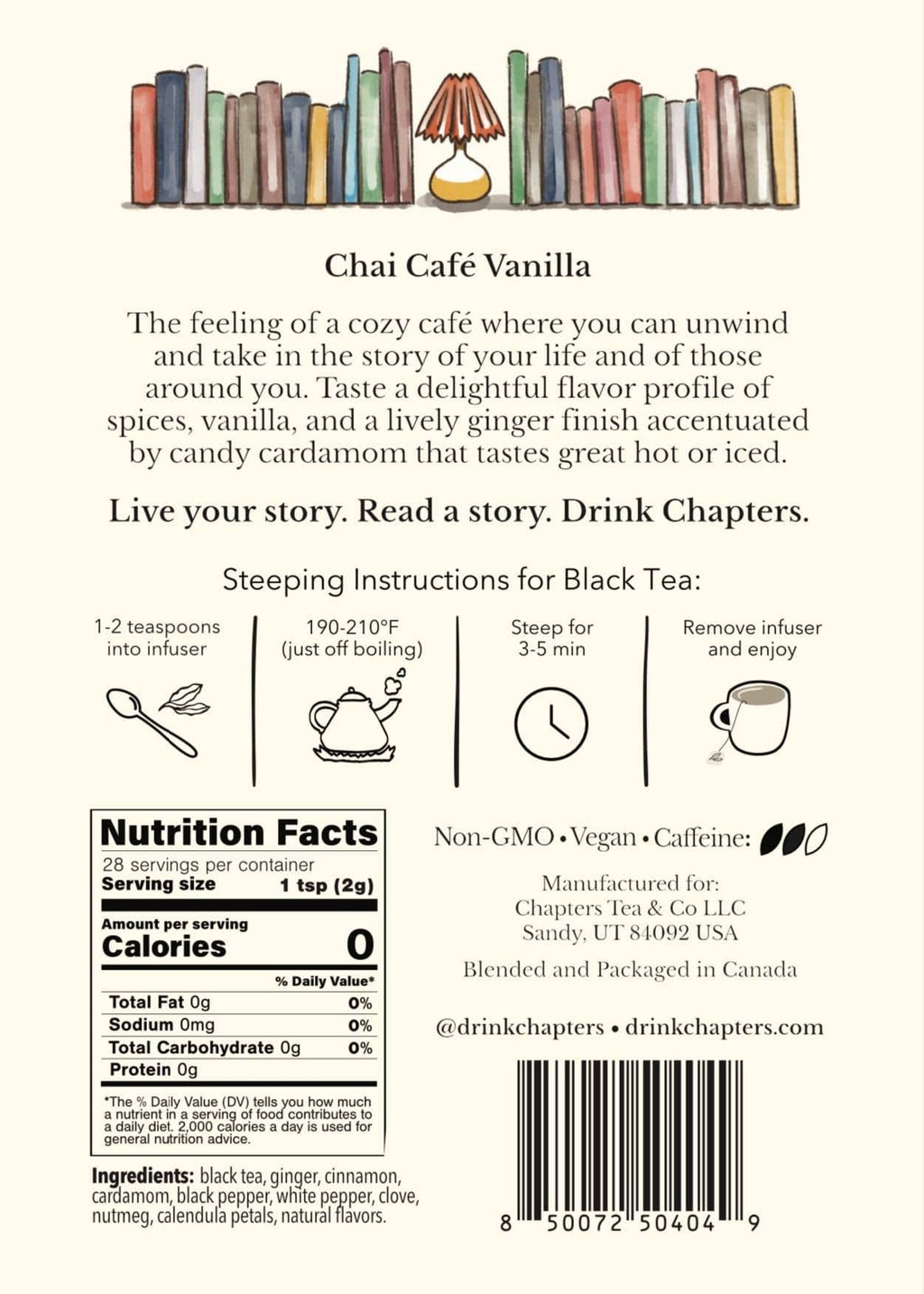 Chai Café Vanilla (Creamy Vanilla Chai Black Tea) 2oz