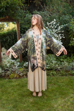 The Mythmaker Matinée Duster Kimono w/ landscape & unicorn